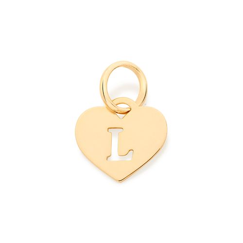 PINGENTE CORAÇÃO COM LETRA BANHADO A OURO 18K-LETRA L