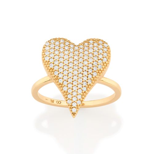 ANEL CORAÇÃO BANHADO A OURO 18K COM ZIRCÔNIAS