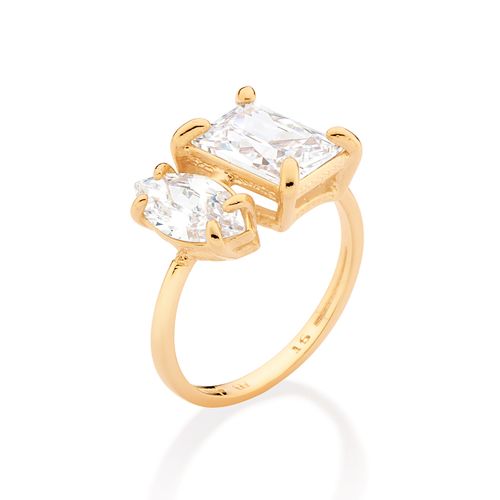 ANEL EU E VOCÊ BANHADO A OURO 18K COM ZIRCÔNIAS