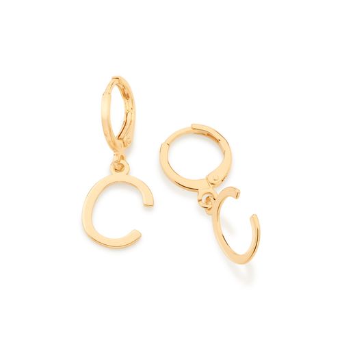 BRINCO ARGOLA COM LETRAS BANHADO A OURO 18K-LETRA C