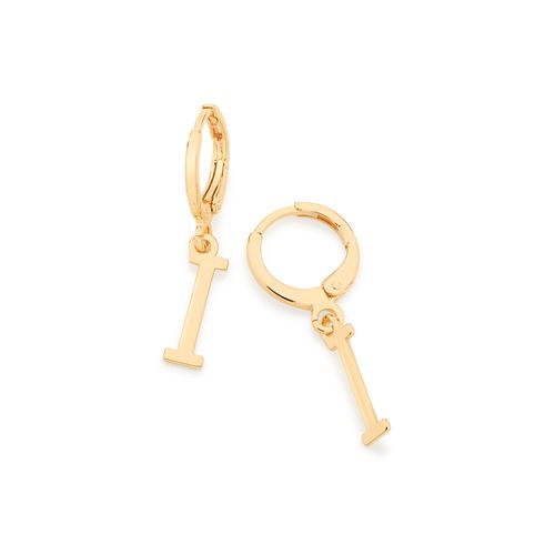 BRINCO ARGOLA COM LETRAS BANHADO A OURO 18K-LETRA I