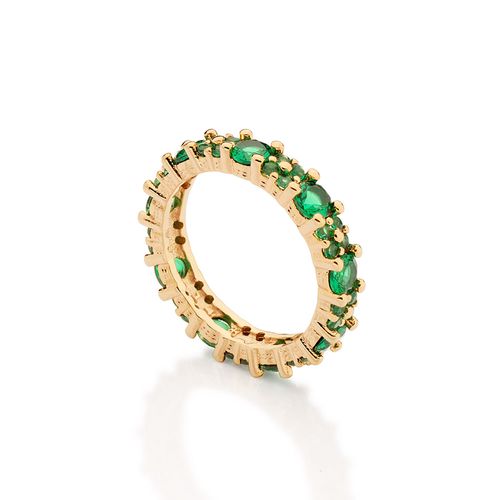 ANEL APARADOR COM ZIRCÔNIAS BANHADO A OURO 18K