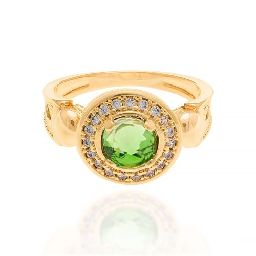 ANEL BANHADO A OURO 18K COM CRISTAL E ZIRCÔNIAS