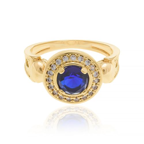 ANEL BANHADO A OURO 18K COM CRISTAL E ZIRCÔNIAS