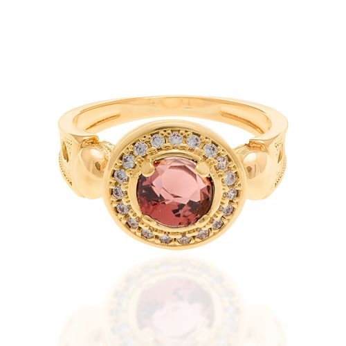 ANEL BANHADO A OURO 18K COM CRISTAL E ZIRCÔNIAS