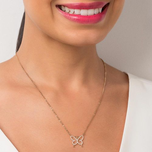 GARGANTILHA BORBOLETA BANHADA A OURO 18K COM ZIRCÔNIAS