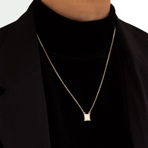 ESCAPULÁRIO CORAÇÃO DE JESUS E NOSSA SENHORA DO CARMO BANHADO A OURO 18K COM ZIRCÔNIAS