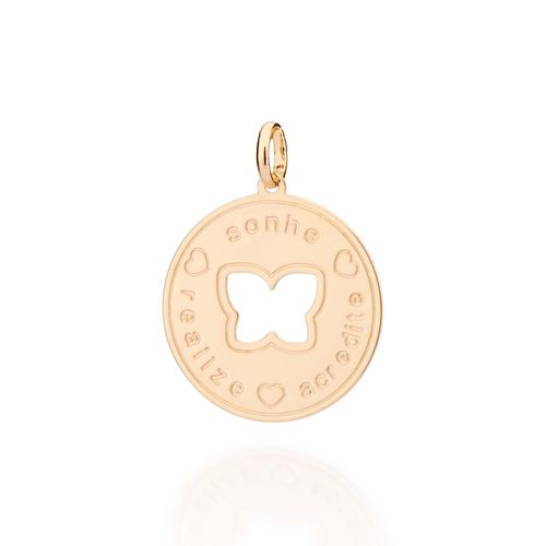 MEDALHA SONHE, REALIZE E ACREDITE BANHADO A OURO 18K