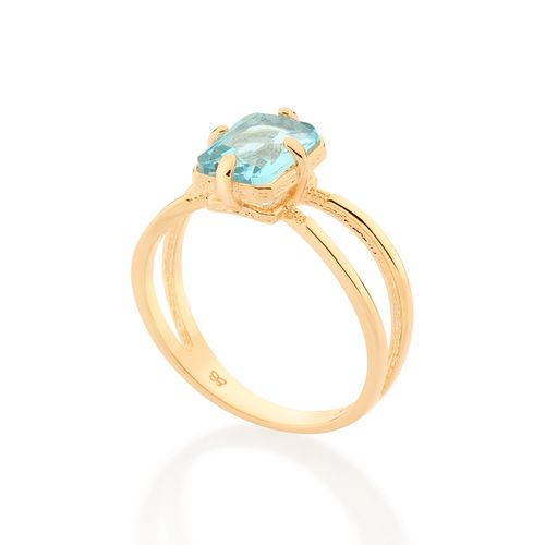 ANEL SOLITÁRIO BANHADO A OURO 18K COM CRISTAL