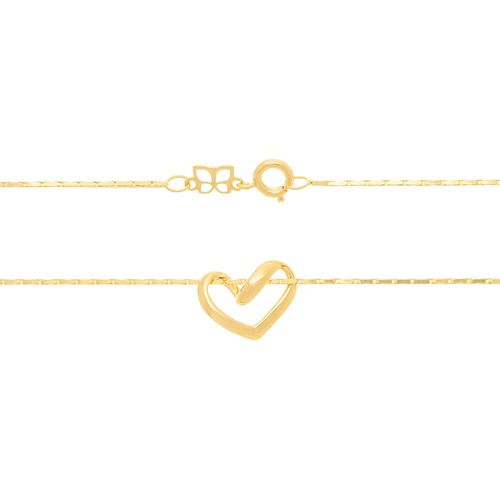 GARAGANTILHA COM PINGENTE CORAÇÃO VAZADO BANHADA A OURO 18K