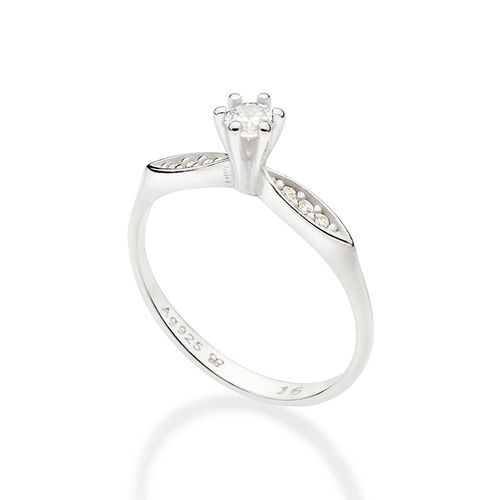 ANEL SOLITÁRIO DE PRATA 925 COM ZIRCÔNIAS