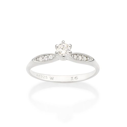 ANEL SOLITÁRIO DE PRATA 925 COM ZIRCÔNIAS