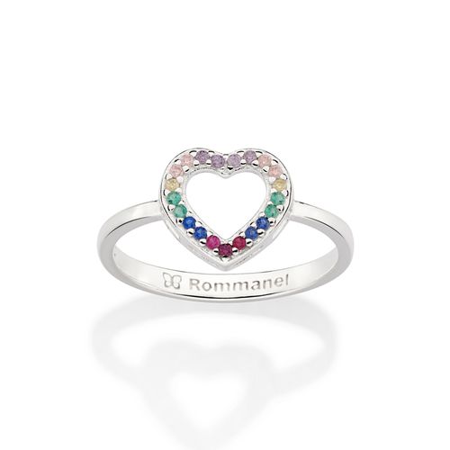 ANEL DE PRATA 925 CORAÇÃO COM ZIRCÔNIAS