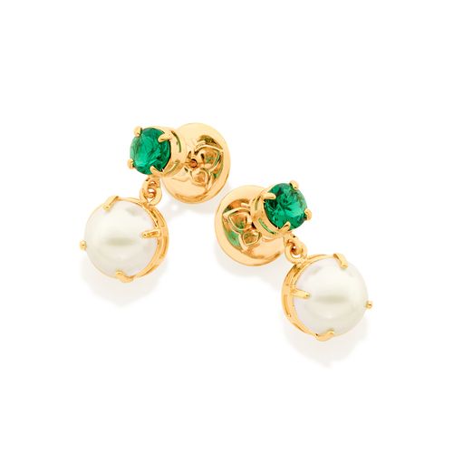 BRINCO BANHADO A OURO 18K COM PÉROLAS E CRISTAIS