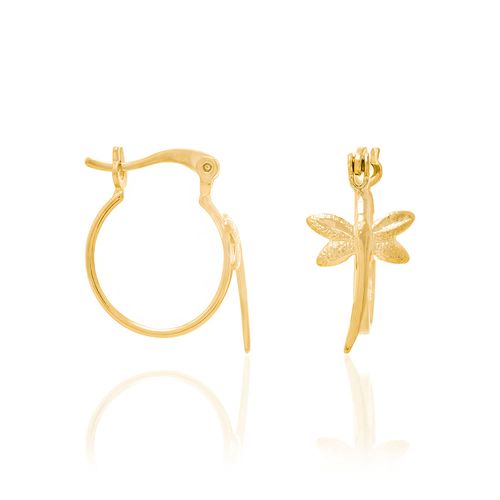 BRINCO ARGOLA COM LIBÉLULA BANHADO A OURO 18K