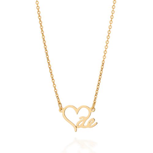 GARGANTILHA BANHADA A OURO 18K COM CORAÇÃO FORMANDO A PALAVRA MÃE