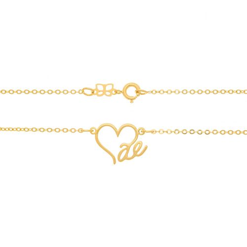 GARGANTILHA BANHADA A OURO 18K COM CORAÇÃO FORMANDO A PALAVRA MÃE