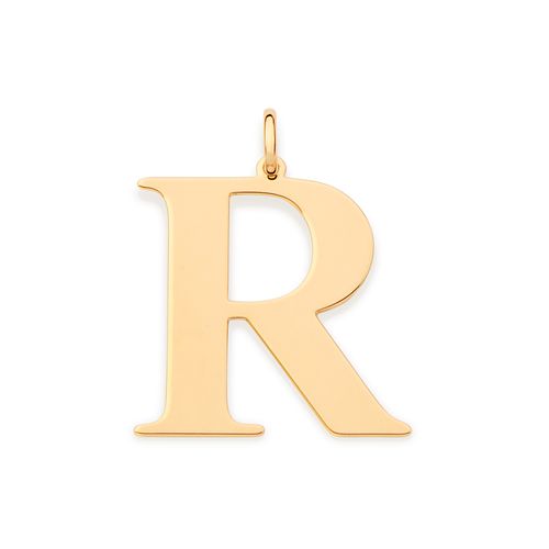MAXI PINGENTE LETRA BANHADO A OURO 18K-LETRA R