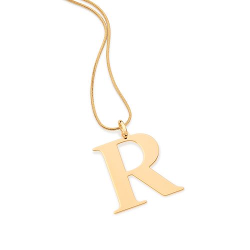 MAXI PINGENTE LETRA BANHADO A OURO 18K-LETRA R