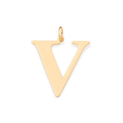 MAXI PINGENTE LETRA BANHADO A OURO 18K-LETRA V