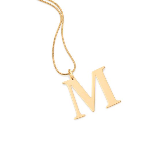MAXI PINGENTE LETRA BANHADO A OURO 18K-LETRA M