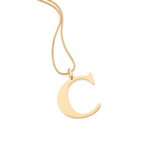 MAXI PINGENTE LETRA BANHADO A OURO 18K-LETRA C