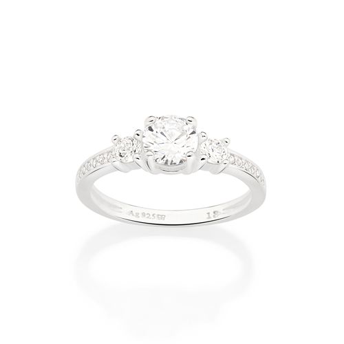 ANEL SOLITÁRIO DE PRATA 925 COM ZIRCÔNIAS