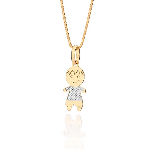 PINGENTE MENINO BANHADO A OURO 18K COM APLICAÇÃO DE RHODIUM
