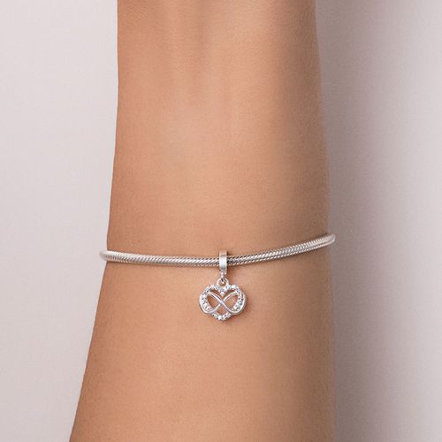 BERLOQUE CORAÇÃO INFINITO DE PRATA 925 COM ZIRCÔNIAS