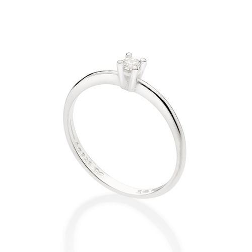 ANEL SOLITÁRIO DE PRATA 925 COM ZIRCÔNIA