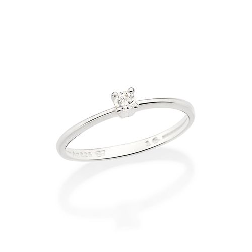 ANEL SOLITÁRIO DE PRATA 925 COM ZIRCÔNIA