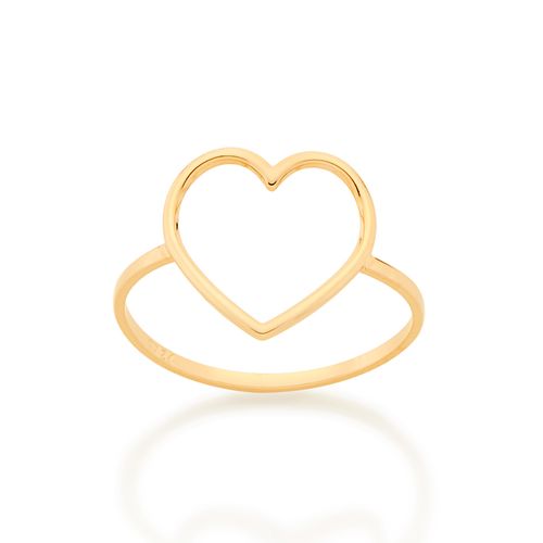 ANEL SKINNY CORAÇÃO VAZADO BANHADO A OURO 18K