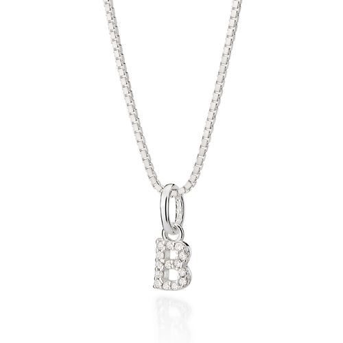 PINGENTE LETRA DE PRATA 925 COM ZIRCÔNIAS -LETRA B