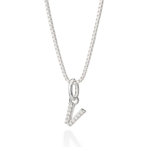 PINGENTE LETRA DE PRATA 925 COM ZIRCÔNIAS -LETRA V