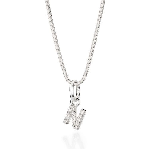 PINGENTE LETRA DE PRATA 925 COM ZIRCÔNIAS -LETRA N