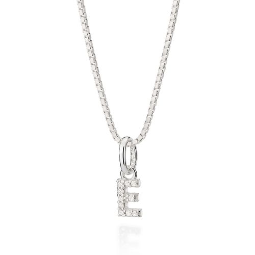 PINGENTE LETRA DE PRATA 925 COM ZIRCÔNIAS -LETRA E