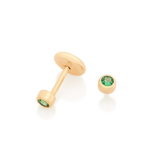 BRINCO INFANTIL SOLITÁRIO BANHADO A OURO 18K COM ZIRCÔNIAS