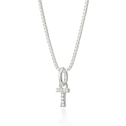 PINGENTE LETRA DE PRATA 925 COM ZIRCÔNIAS -LETRA T