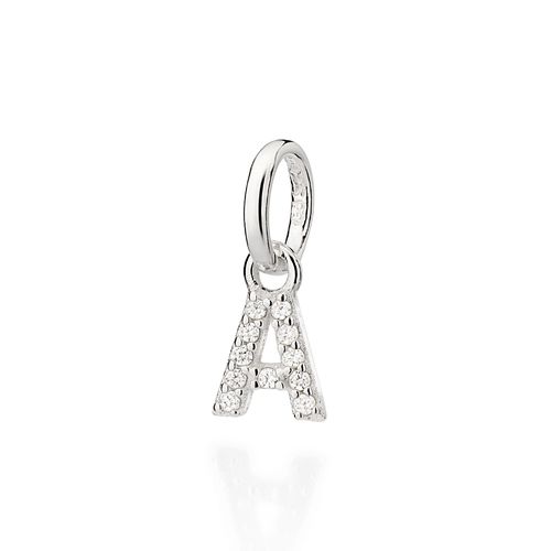 PINGENTE LETRA DE PRATA 925 COM ZIRCÔNIAS -LETRA A