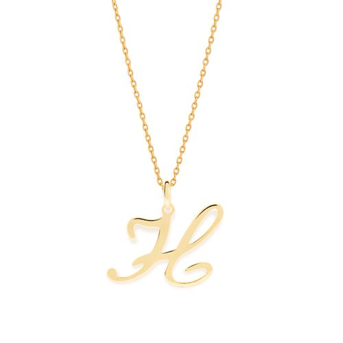 PINGENTE LETRA BANHADO A OURO 18K -LETRA H
