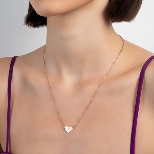 GARGANTILHA CORAÇÃO COM LETRA BANHADA A OURO 18K-LETRA I