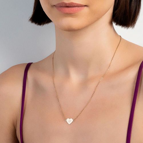 GARGANTILHA CORAÇÃO COM LETRA BANHADA A OURO 18K-LETRA B