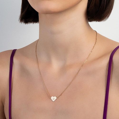 GARGANTILHA CORAÇÃO COM LETRA BANHADA A OURO 18K-LETRA D