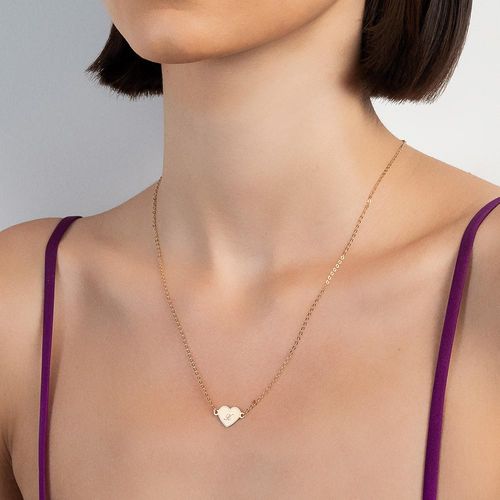 GARGANTILHA CORAÇÃO COM LETRA BANHADA A OURO 18K-LETRA X