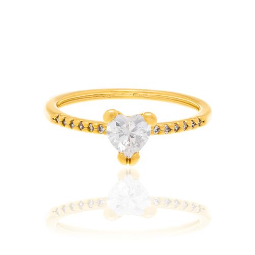 ANEL SOLITÁRIO CORAÇÃO BANHADO A OURO 18K COM ZIRCÔNIAS