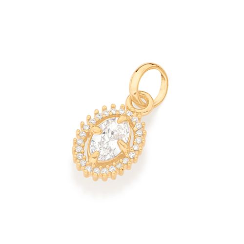PINGENTE OVAL COM ZIRCÔNIAS BANHADO A OURO 18K