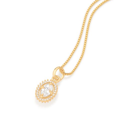 PINGENTE OVAL COM ZIRCÔNIAS BANHADO A OURO 18K