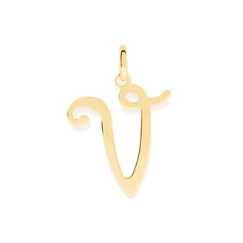 PINGENTE LETRA BANHADO A OURO 18K -LETRA V