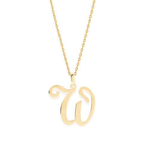 PINGENTE LETRA BANHADO A OURO 18K -LETRA W