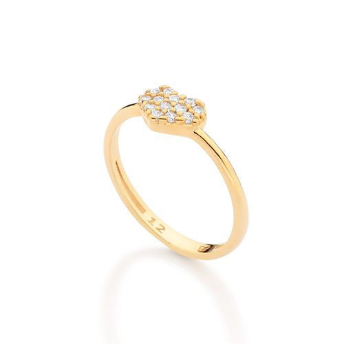ANEL SKINNY CORAÇÃO BANHADO A OURO 18K COM ZIRCÔNIAS